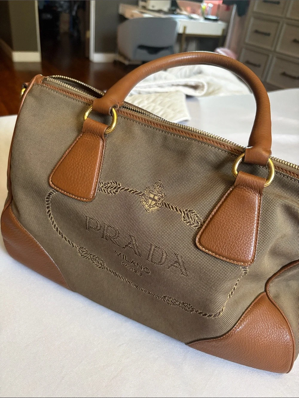 Prada handbag with Tan Leather Trim